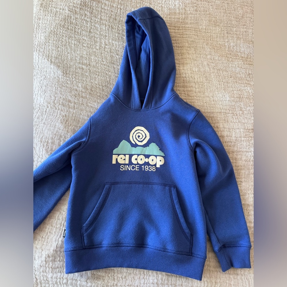 REI Royal Blue Kids Hoodie with Mint Logo